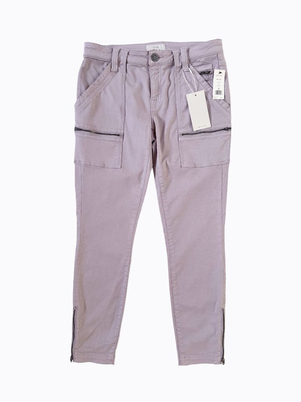 Joie Park Skinny Cargo Jeans 28 Grey Lilac Zip Hem Ankle Utility Pants Y2K Chic